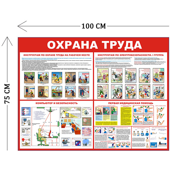 Стенд Охрана труда 100х75см (4 плаката)