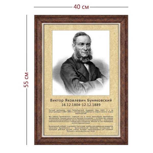 Стенд «Портрет В. Я. Буняковского» (1 плакат)